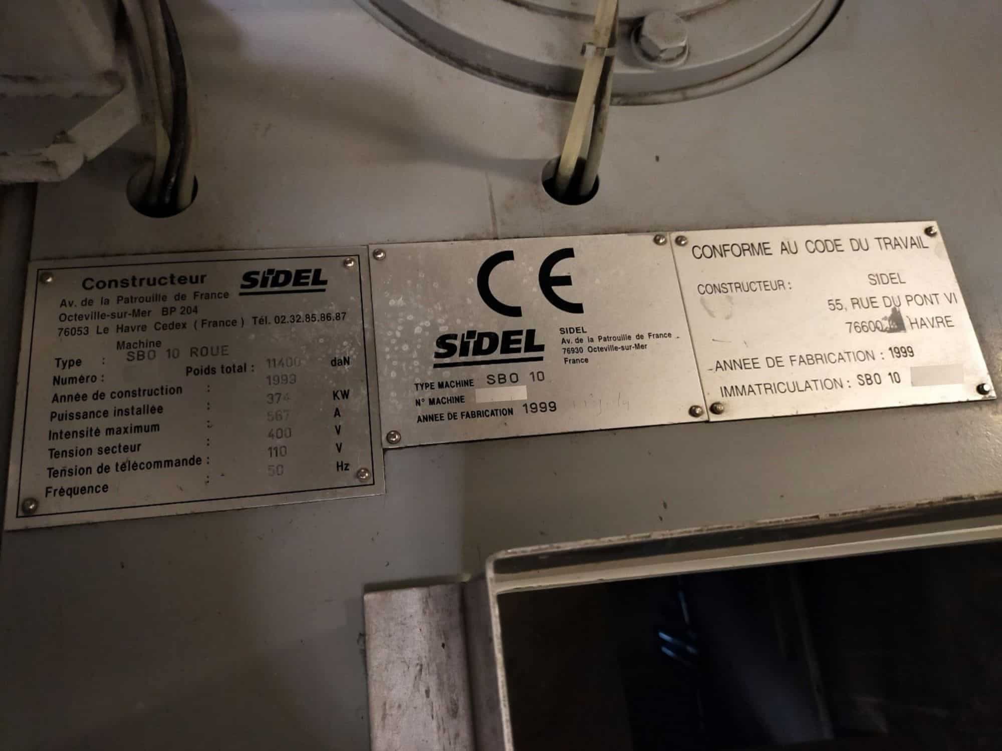 Placa de identificación of SIDEL SBO 10 Series 2