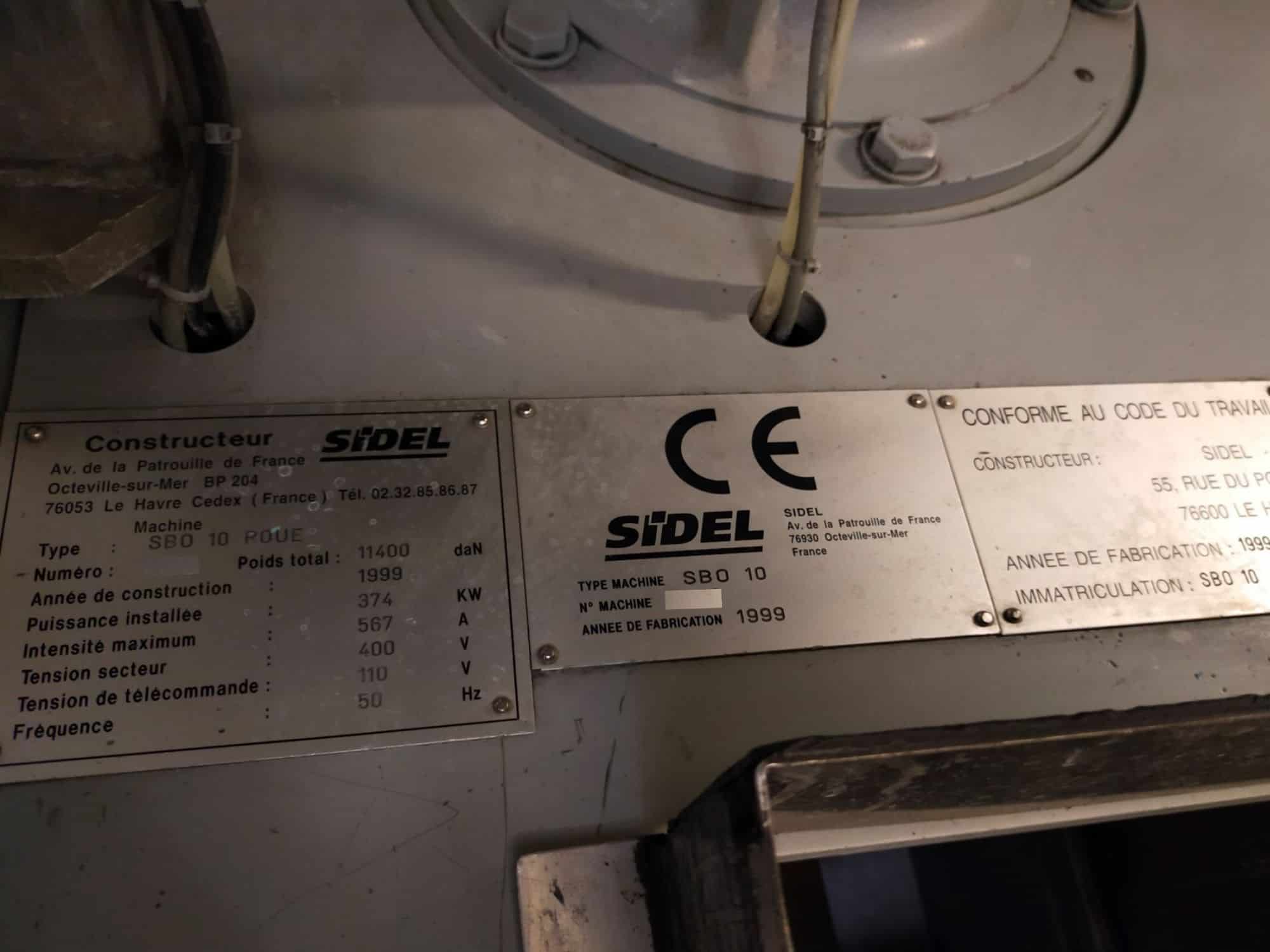 Placa de identificación of SIDEL SBO 10 Series 2