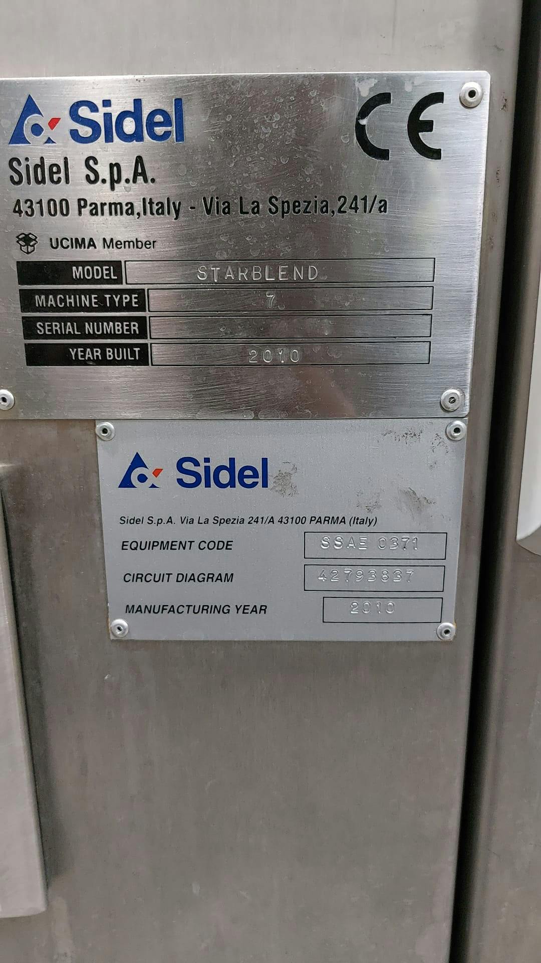 Placa de identificación of SIDEL Starblend