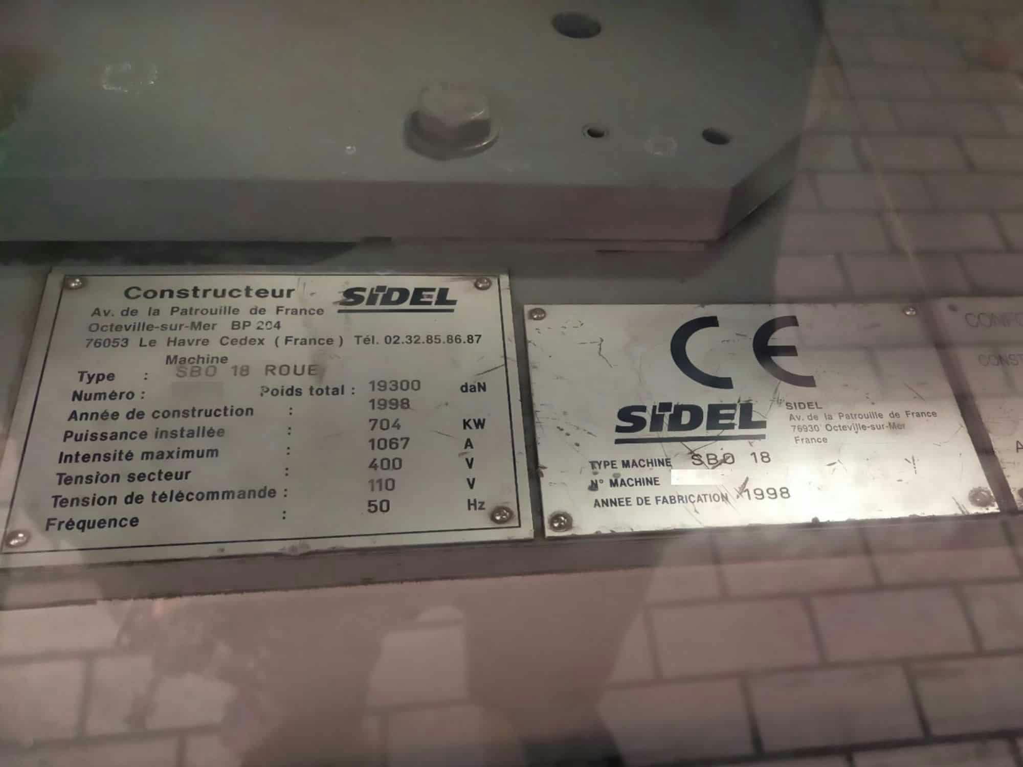 Placa de identificación of Sidel SBO 18 Series 2
